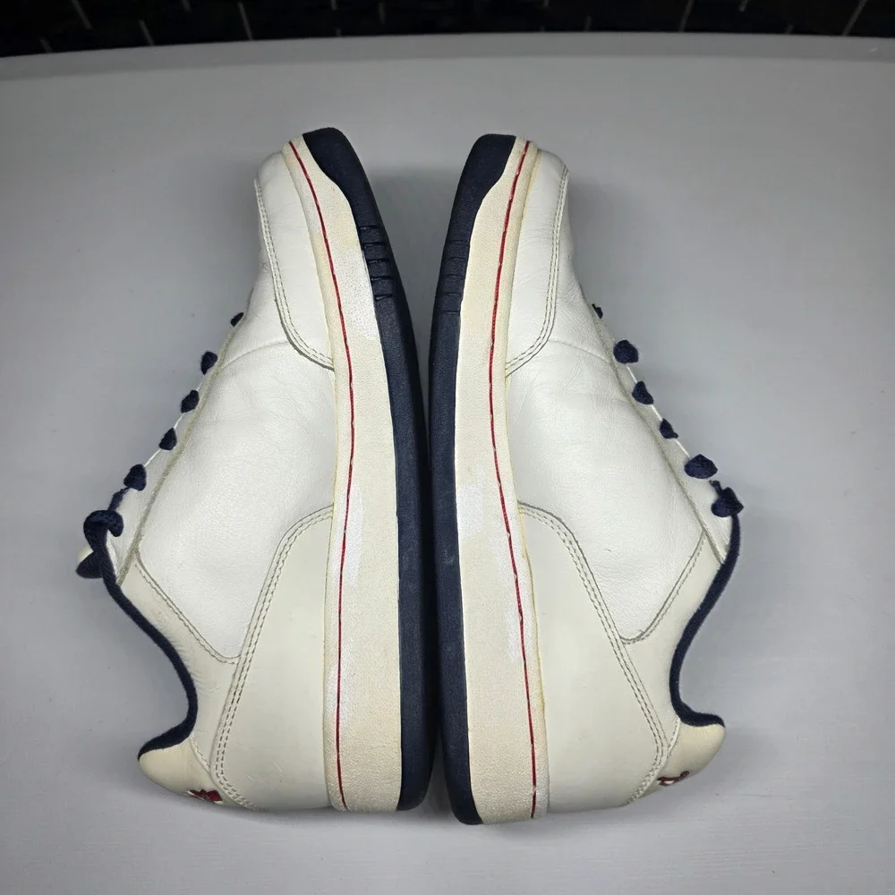 Reebok MLB Atlanta Braves Sneakers White Navy Red Leather Low Top Mens 7 RB711